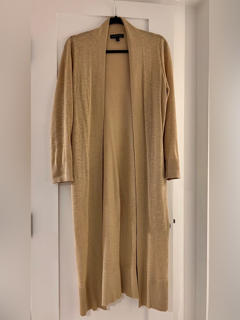 Banana Republic Long Open-Front Cardigan in Beige